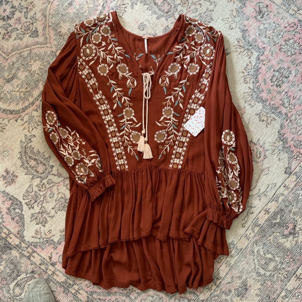 Free People Boho Embroidered Tunic